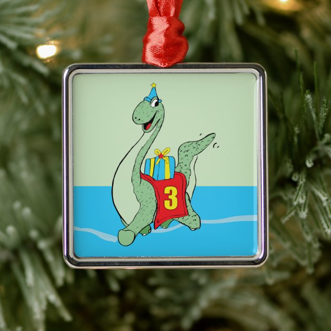 Junge, 3. Geburtstag Dinosaurier Ornament Aus Metall (Baum)
