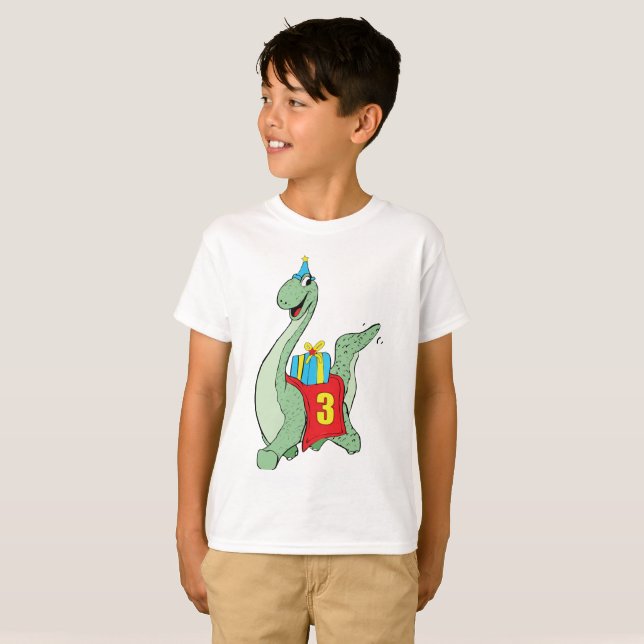 Junge, 3. Geburtstag Dinosaurier T-Shirt (Vorne ganz)