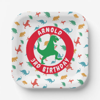 Junge 3. Geburtstag Party Dinosaur Muster T-Rex Pappteller
