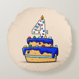 Junge 4. Geburtstag, 4. Geburtstag auf Sweet Blue Rundes Kissen