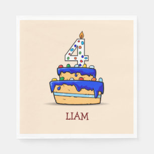 Junge 4. Geburtstag, 4. Geburtstag auf Sweet Blue Serviette
