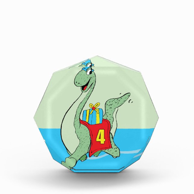 Junge, 4. Geburtstag Dinosaurier Fotoblock (Vorderseite)