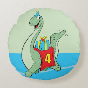 Junge, 4. Geburtstag Dinosaurier Rundes Kissen