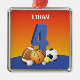 Junge 4. Geburtstag Sportbälle Ornament Aus Metall