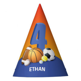 Junge 4. Geburtstag Sportbälle Partyhütchen