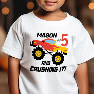 Junge 5th Birthday Monster Truck Personalisiert Baby T-shirt