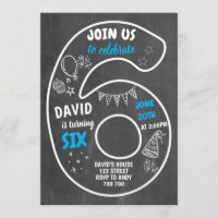 Junge 6. Geburtstag 6. Halbpension Nummer blau