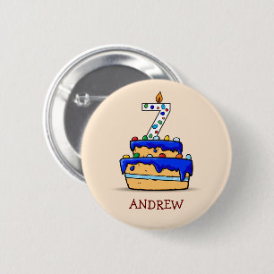 Junge 7. Geburtstag, 7. Geburtstag auf Sweet Blue Button