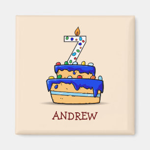 Junge 7. Geburtstag, 7. Geburtstag auf Sweet Blue  Magnet