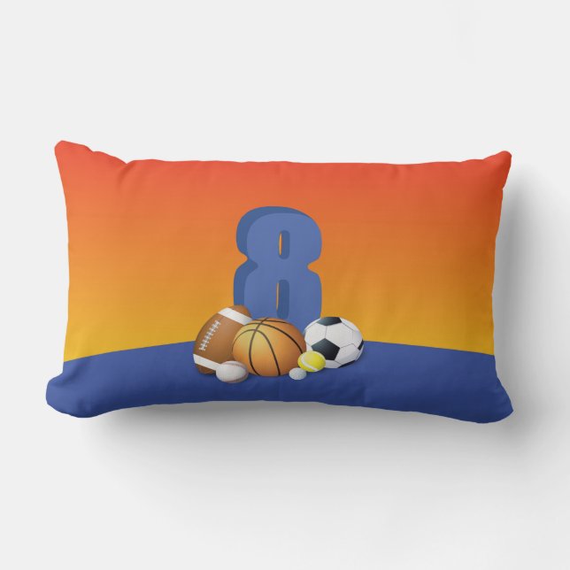 Junge 8. Geburtstag Sportbälle Lendenkissen (Vorderseite)
