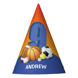 Junge 9. Geburtstag Sportbälle Partyhütchen