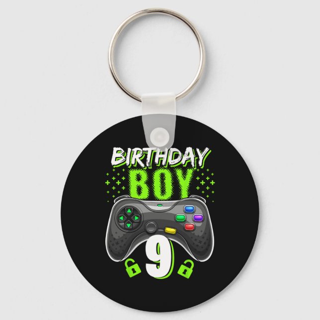 Junge 9 Video Game Controller Gamer 9. Geburtstag  Schlüsselanhänger (Vorderseite)