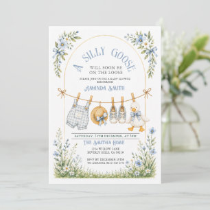 Junge Alberne Gans Baby Shower Blau Wildblume Einladung