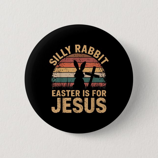 Junge Alberne Kaninchen Ostern ist Jesus Funny Chr Button (Vorderseite)