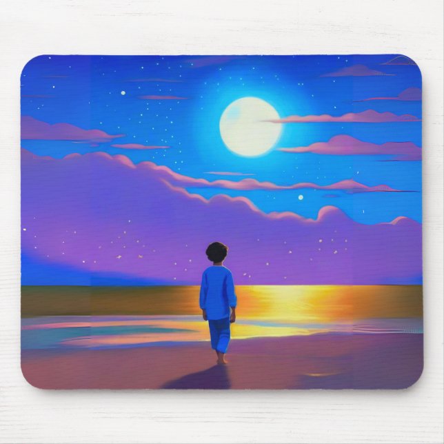 Junge am Strand, Gazan am Mond Mousepad (Vorne)