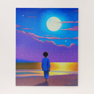 Junge am Strand, Gazan am Mond Puzzle
