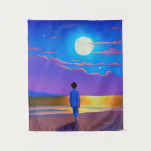 Junge am Strand, Gazan am Mond Wandteppich