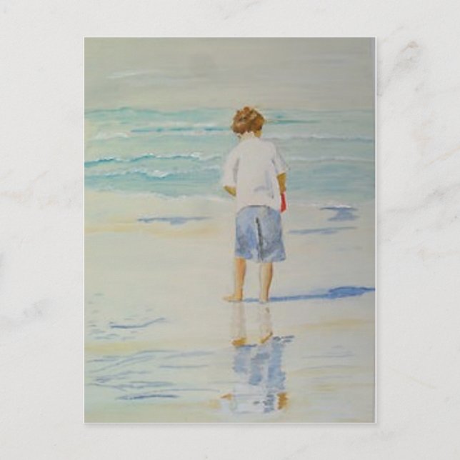 Junge am Strand Postkarte (Vorderseite)