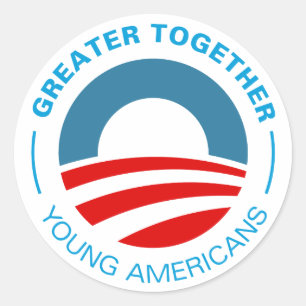 Junge Amerikaner für Obama Runder Aufkleber
