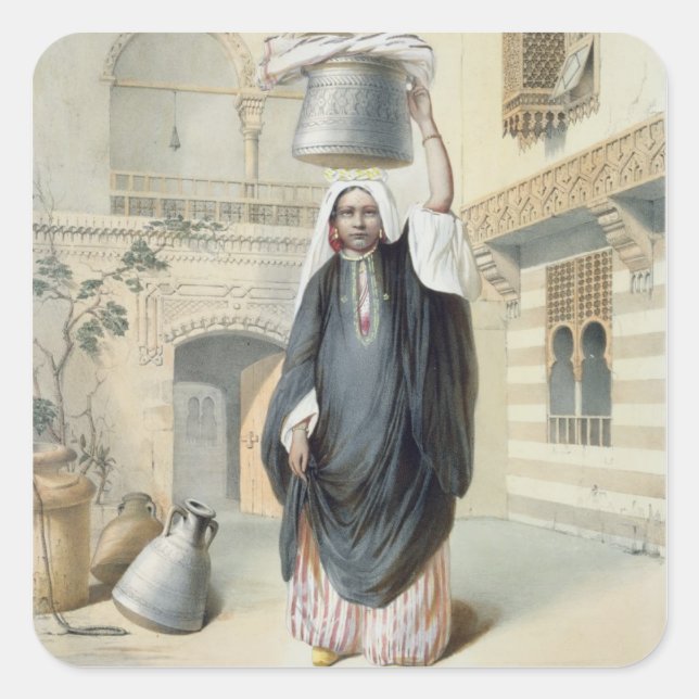 Junge arabische Mädchen kehren aus dem Hammam in K Quadratischer Aufkleber (Vorderseite)