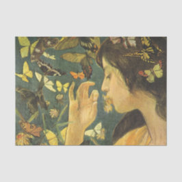 Junge asiatische Frau mit schönen Schmetterlingen Seidenpapier