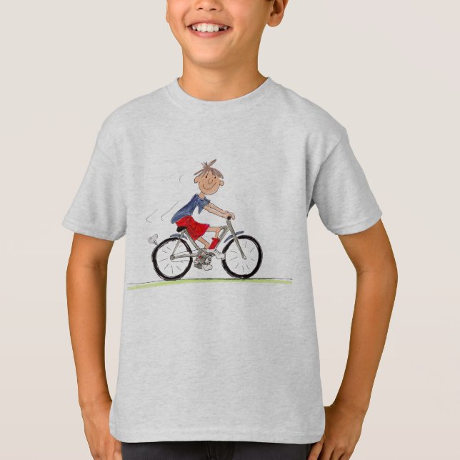 Junge auf dem Fahrrad T-Shirt (Vorderseite)