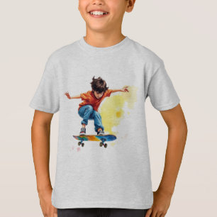 Junge auf einem Skateboarding Sport Fun T-Shirt