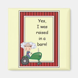 Junge auf grünem Traktor - Bauernhof Barnyard - Ki Magnet