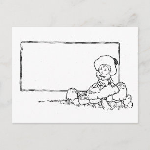Junge auf Pilz Postkarte