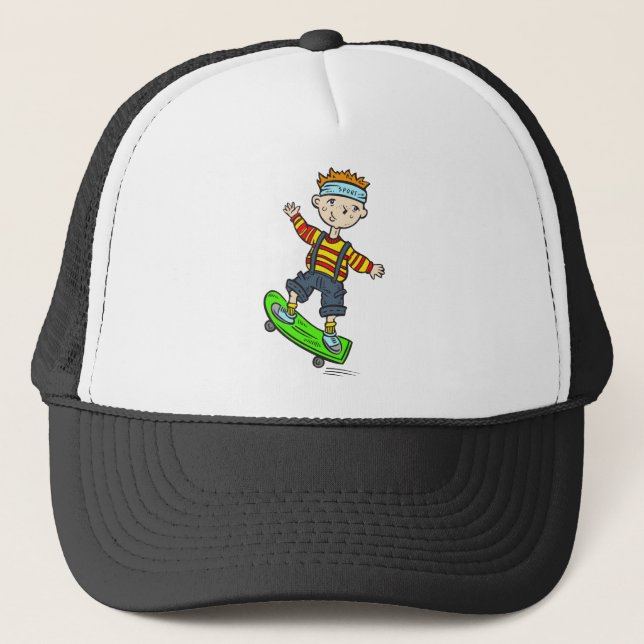 Junge auf Skateboard Truckerkappe (Vorderseite)