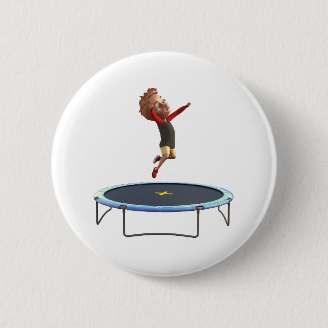Junge auf Trampolin Button (Vorderseite)