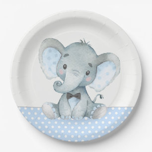 Junge-Baby-Elefant-Baby-Shower-Papier-Teller Pappteller