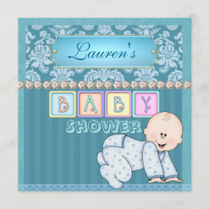 JUNGE BABY SHOWER Damast-Einladung Einladung