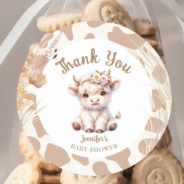 Junge Babydusche Boho Geschlecht neutral Runder Aufkleber (Von Creator hochgeladen)