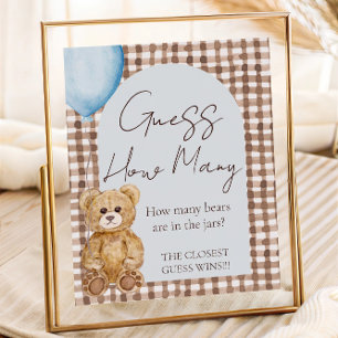 Junge Babydusche schätzt, wie viele Teddy Bear Gam Poster