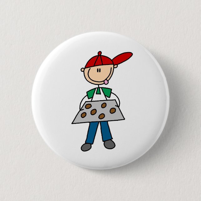 Junge backt Kekse Knopf Button (Vorderseite)