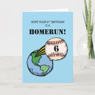 Junge Baseball-Zuhause zum 6. Geburtstag läuft aus Karte