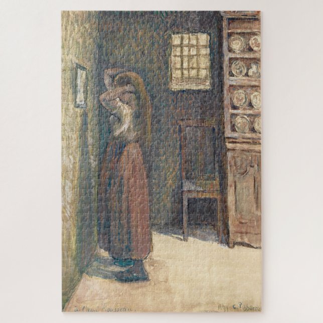 Junge Bauernmädchen in ihrem Haar 1891 - Pissarro Puzzle (Vertikal)