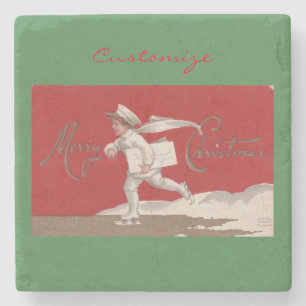 Junge beim Skaten Vintage Thunder_Cove Weihnachten Steinuntersetzer