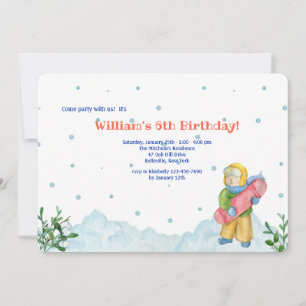 Junge beim Wintersport Einladung