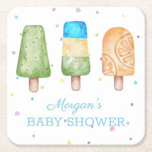 Junge Bereit zum Pop Sommer Baby Dusche Rechteckiger Pappuntersetzer