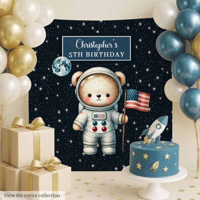 Junge Birthday Wall Decke mit Space Teddy Bären Wandteppich (Boy Birthday Wall Decor with Space Teddy Bear)