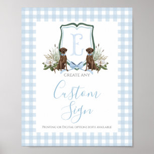 Junge Blau Vornehmer Hund Baby Shower Individuelle Poster