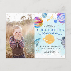 Junge blaue Astronaut Space Geburtstagsparty Postkarte