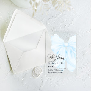 Junge Blaues Band Moderne Elegante Babyparty Acryleinladungen
