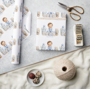 Junge blockiert Babyparty Geschenkpapier