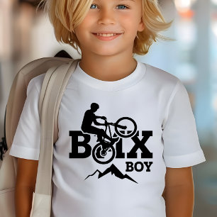 Junge BMX Racing White and Black T-Shirt