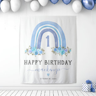 Junge Boho Regenbogen Erster Geburtstag Wandteppich