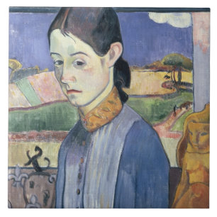 Junge bretonische Frau, 1889 (Öl auf Leinwand) Fliese