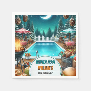 Junge bruh Barbeque Winter Pool Party 13. Geburtst Serviette